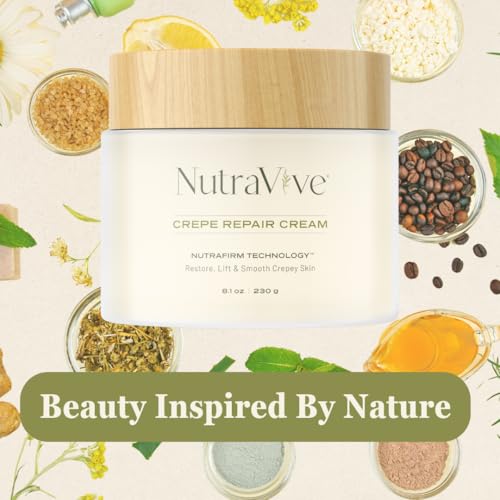 NutraVive Crepe Repair Cream ? Anti-Aging Treatment - 8.1 Oz ? Restore, Lift, Tighten & Smooth ? Collagen Boosting Body, Neck & Face - Crepey Skin Cream for Aging Skin