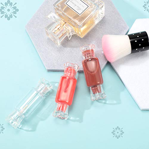 Blulu 40 Pieces Empty Lip Gloss Tubes with Wand 9 ml Mini Clear Candy Shape Lip Balm Tube Containers and 4 Pieces Funnel for DIY Cosmetics Women