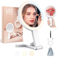HUNCAB White 15X/1X Double Sided Travel Makeup Mirror with Lights