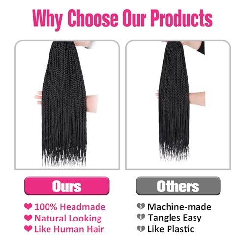 Unionbeauty 8 Packs 24 Inch Pre-Looped Box Braids Crochet Hair Natural Look