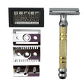 Convertible Safety Razor with Open & Closed Comb Plates - Premium Brass Handle