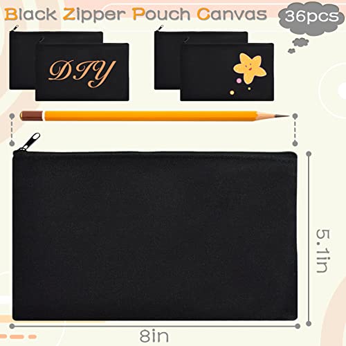 ZeeDix Canvas Makeup Pencil Travel Pouch - Black, 8.3x5 Inch, 36 Pack