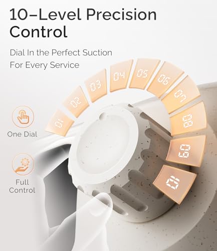 Rechargeable Nail Dust Collector - Compact, 10-Speed Turbo Fan, LED Display, Strong Suction - Stardust Beige