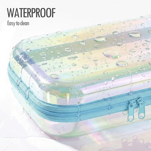 MKOSAB Clear Hard Shell Zipper Case 2-Pack - Iridescent Green01