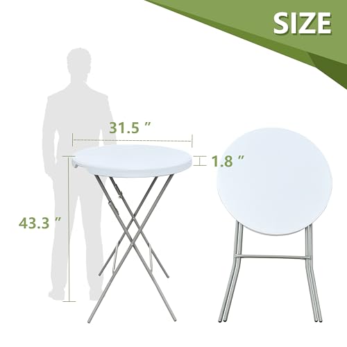 32-Inch High Top Folding Cocktail Table with Matching Tablecloth - 43in Tall