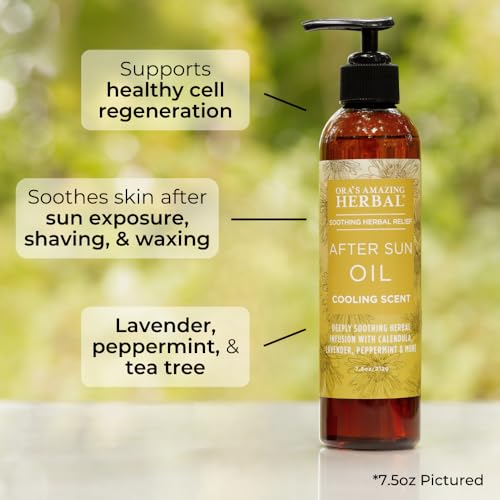 Ora's Amazing Herbal Travel Size After Sun and Shave Oil for Women & Men, Sunburn Relief, Botanical Moisturizer with Nourishing Herbs and Essential oils, Razor Burn, 2 oz with Pump