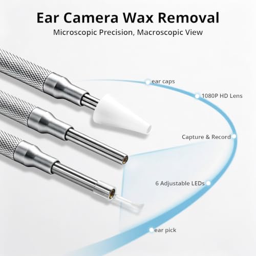 AudScope Digital Ear Otoscope with 4.5" HD Screen, 3.9mm Camera, 8 Tips & 3-Level Light