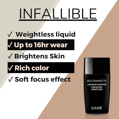 GA-DE Ultramate Long-Wear Foundation, 155 - Sweat-Resistant and No-Transfer Cream Foundation - Face Makeup for Flawless Ultra-Matte Finish - 1 oz