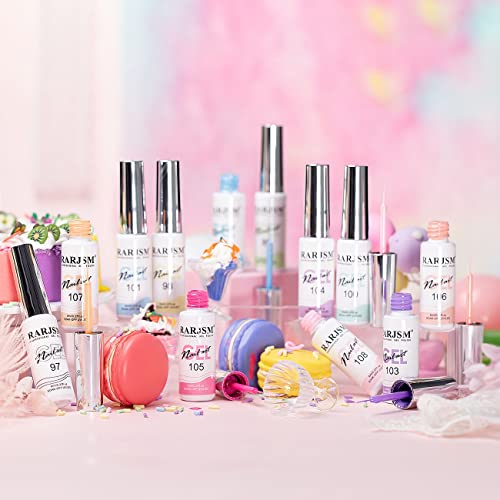 Pastel Nail Art Gel Liner Set - 12 Spring & Summer Colors, Thin Brush, 8ML, Soak Off