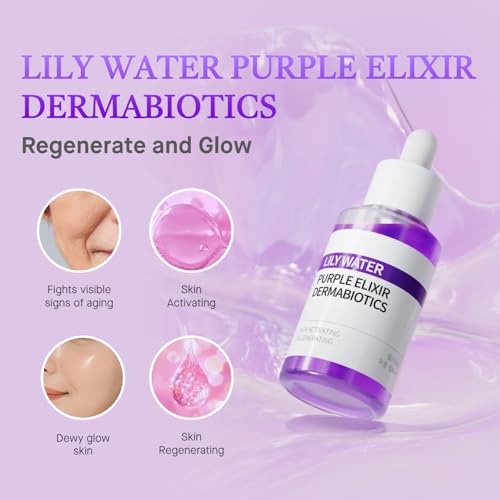 Lily Water Purple Elixir Dermabiotics Serum ? Brightening & Radiance Booster, Probiotic Essence for Dewy Glow Skin (45ml / 1.52 fl. oz)