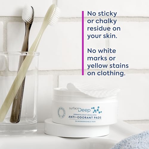 Anti-Odor Skin Care Pads with Glycolic Acid - Deodorant & Exfoliant, 50 Count