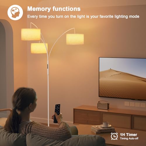 White-Beige Dimmable Tree Floor Lamp - 36W Super Bright LED with Remote & Touch Control for Living Room & Bedroom