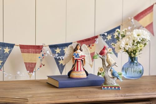 Patriotic Birds in a Tree Figurine - 7.87 Inch Handcrafted Decor