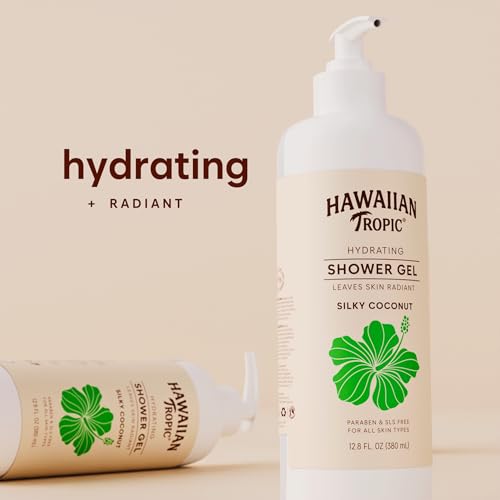 Bulk Hawaiian Tropic Shower Gel 5 Pack - Hydrating Coconut Body Wash, 12.8 fl oz Pump Bottles