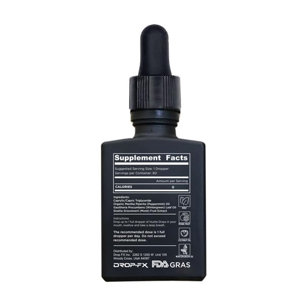 DropFx Hustle Drops - Fast-Acting Respiratory Support with Peppermint & Wintergreen, Natural Breathing Enhancement, Airway Expansion & Oxygen Flow