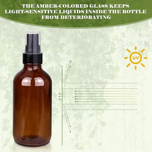 4oz Amber Glass Spray Bottles Set of 24 - Refillable Mist Sprayers for Essential Oils, Perfume, Body & Room Sprays - Variation of THIS listing