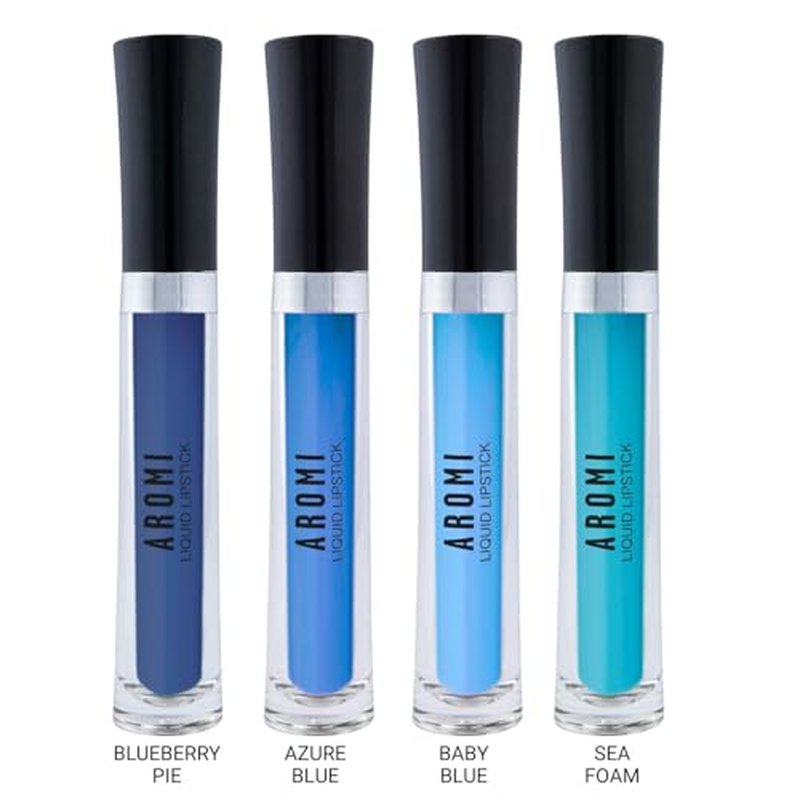 Aromi Matte Liquid Lipstick Bundle | Long-lasting, Light, Baby Blue, Dark Navy, Sea Foam, Azure Blue Lip Color for Women (BlueLiquid Lipstick Bundle) | Matte Finish
