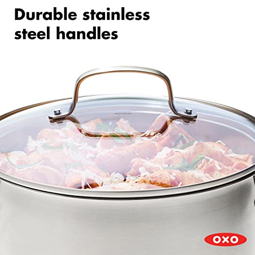 OXO 8.4QT Stainless Steel Multipurpose Stockpot with Glass Lid, Steamer & Pasta Insert
