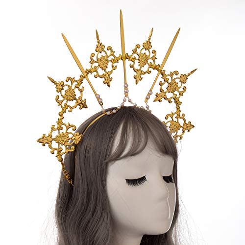 Gold Halo Crown Headband for Women Halloween Costume Accessory - Blessume