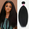 18 Inch Kinky Straight Human Hair Bundles Natural Black 3Pcs Brazilian Virgin