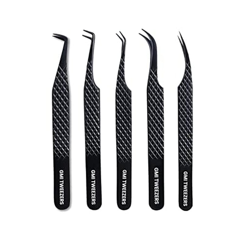 GMI Lash Tweezers - Set of 5 Eyelash Tweezers- Stainless Steel Eyelash Extension Tweezers - Multipurpose Lash Tweezers T2233 Tweezer