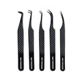 GMI Lash Tweezers - Set of 5 Eyelash Tweezers- Stainless Steel Eyelash Extension Tweezers - Multipurpose Lash Tweezers T2233 Tweezer