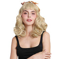 Blonde Vintage Rockabilly Wig Short Bang Wavy Finger Wave Hair for Women - Audrey Style