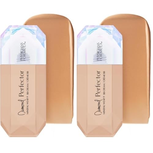 Physicians Formula Mineral Wear¢çDiamond Perfector BB Cream, 10 in 1 Skin Perfecting Beauty Balm, Lightweight & Luminous Finish - Tan to Deep (Pack of 2)