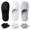 Biroris 3 Pairs Closed-Toe Cotton Terry Indoor Slippers for Women & Men, Black, Gray, White, Foldable & Washable, Travel & Guest Use