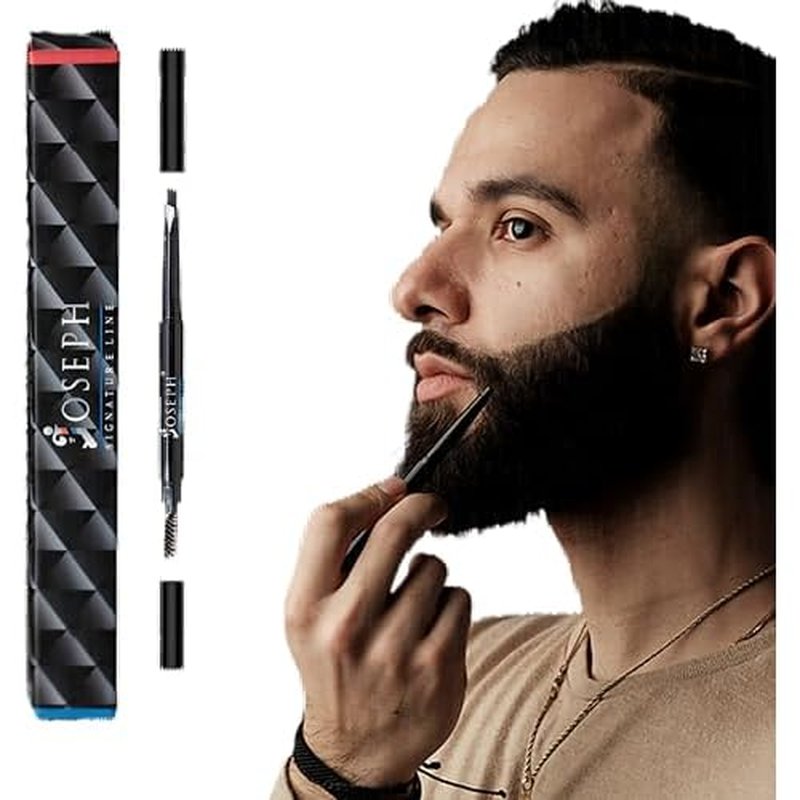 Beard Pencil - Dual-Ended Beard Filler for Men to Define & Fill Uneven Areas, Natural-Looking Barber Pencil with Spoolie Brush, Waterproof & Long-Lasting (Dark Drown)