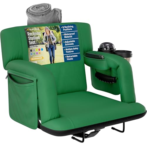 21-Inch Wide Stadium Seat Cushion with Back Support - Hunter Green
