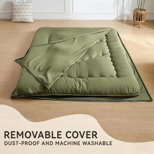 Japanese Floor Mattress Twin Green 3.5-Inch Thick Futon Tatami Mattress