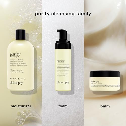 philosophy purity made simple one-step facial cleanser- with meadowfoam seed oil gently cleanses & melts away dirt, oil & stubborn makeup paraben-free face wash