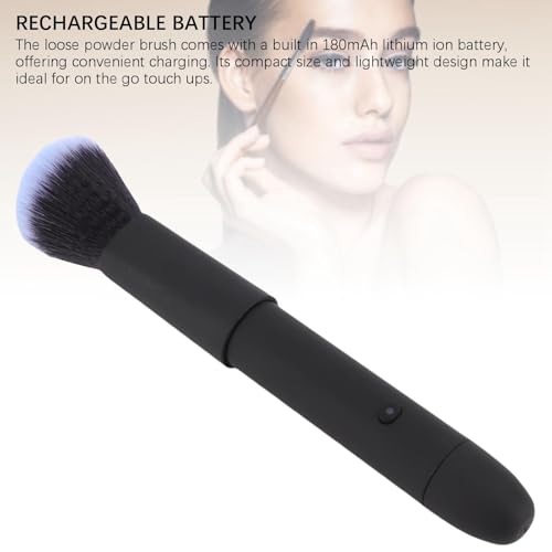 Electric Makeup Brush, 2PCS 10 Gear Vibrating Makeup Brush, Rechargeable Foundation Brush for Blending Contouring Highlight, Portable Multifunctional Loose Powder Brush for Concealer