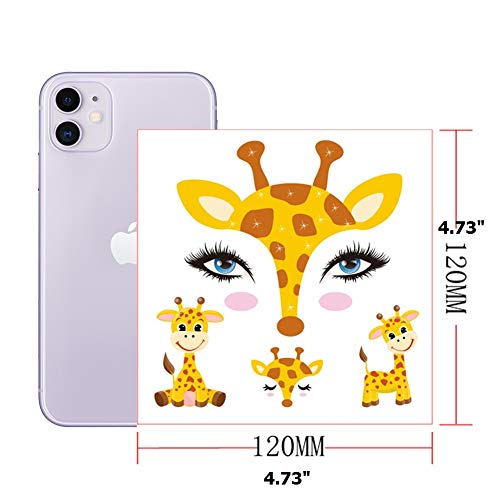 Animal Temporary Face Tattoo for Kids 10 Pack, Face Paint Stickers, Easter Basket Stuffers Halloween Christmas Body Makeup Bunny Butterfly Panda Deer Giraffe Fairy Floral Festival Tattoos