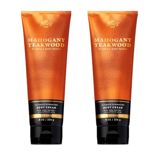 Men's Mahogany Teakwood Body Cream 8 oz Pack of 2 - Moisturizing, Vegan, Replenishing