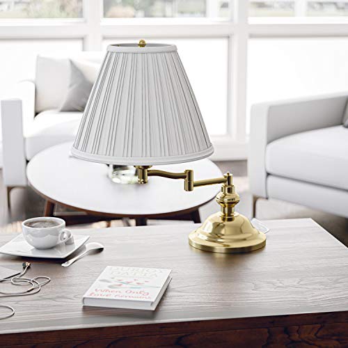 Polished Brass Desk Lamp with Adjustable Swing Arm - Traditional Style, 16 Inch