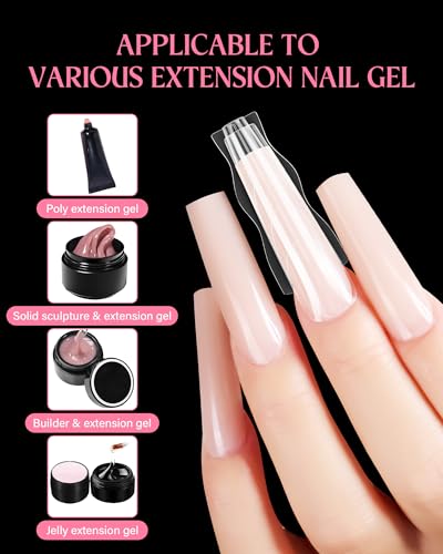 Almond & Coffin Nail Dual Form Kit - 360 Reusable Plastic Forms for Polygel & Acrylic, Medium Length Variation