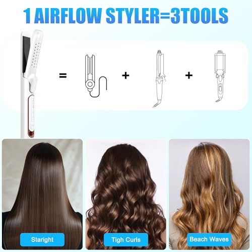 360° Airflow Hair Styler 2-in-1 Ceramic Curling Iron & Straightener