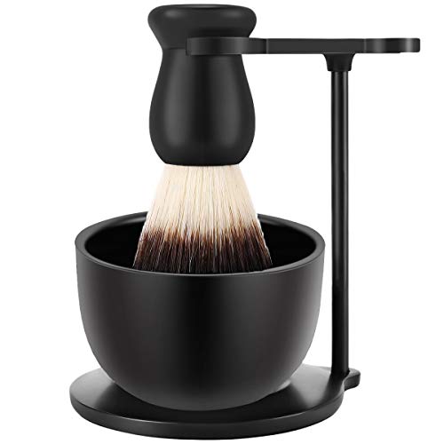 Men's Shaving Kit with Black Razor Stand & Premium Brush - Grooming Set
