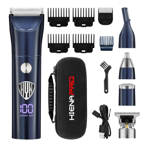 HIENA PRO Beard Trimmer for Men, Professional Body Facial Ear Nose Hair Trimmer and Beard Grooming Kit, 5 in 1 Complete Grooming Kit & Cordless Electric Hair Clippers Haircut, Gifts for Men