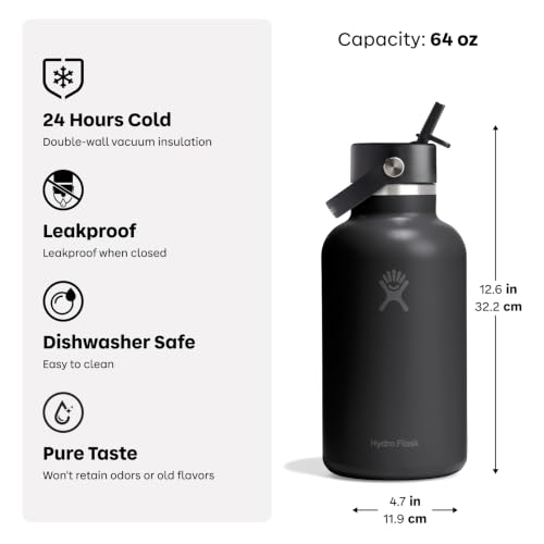 Hydro Flask 64 Oz Burgundy Wide Mouth Insulated Water Bottle with Flex Straw Cap