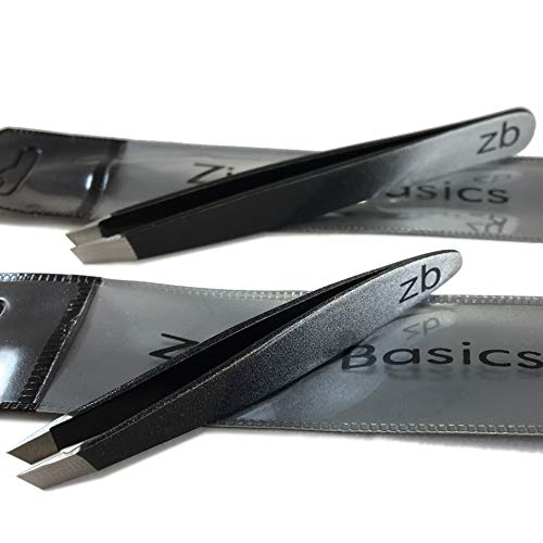 Ombre Tweezer Set - Classic and Mini Slant Tweezers for Eyebrow & Facial Hair Removal, 2 Piece Assortment