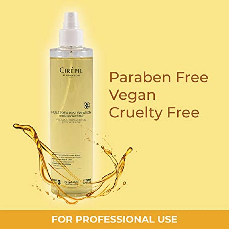 Cirepil - Pre & Post Depilatory Oil - Protects Skin for Comfortable Waxing & Removes Wax Residue - Soothing Jasmine Scented Formula - Professional Oil Bottle, 250ml
