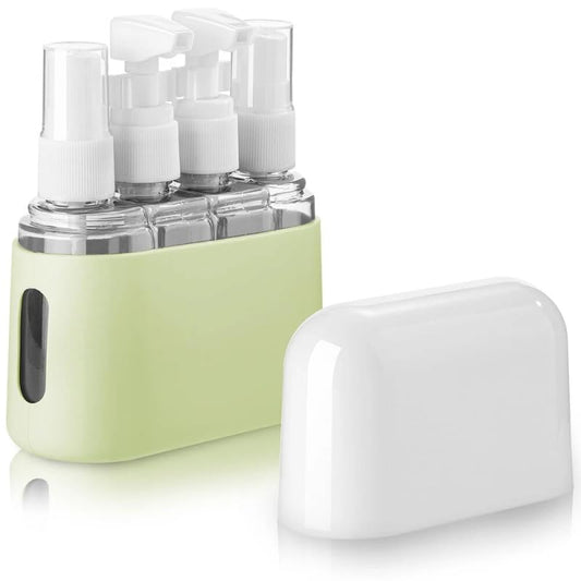 Prinaight 4 Piece Clear Travel Toiletries Liquid Bottle Set for Airport Hand Luggage Case (Green)