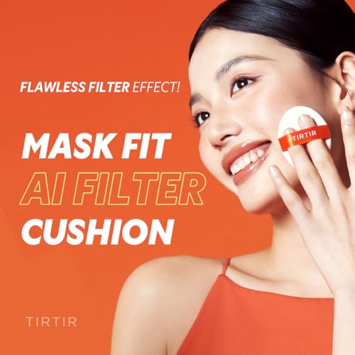 TIRTIR Mask Fit Ai Filter Cushion Foundation | AI-Like Semi-Matte Finish - Up to 72-Hour Medium to Full Coverage Korean BB Cushion Make up Beauty, #23N Sand, 0.63 Fl Oz (Pack of 2)