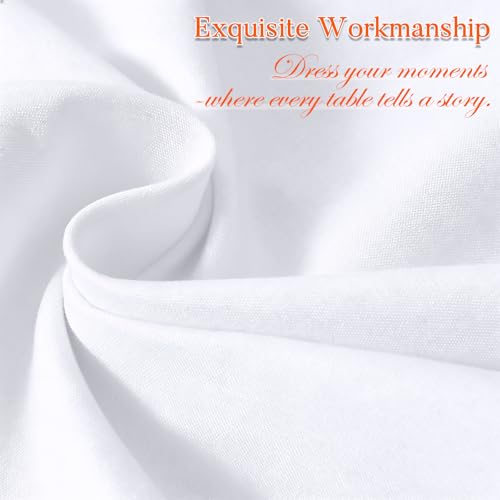 White Round Tablecloth 120 Inch 10 Pack for 48-96 Inch Tables – Durable & Reusable