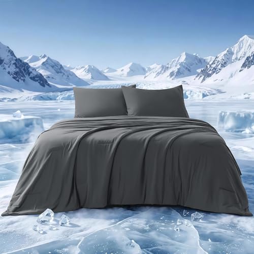 Cooling Comforter Set King Size for Hot Sleepers Dark Gray - Double-Side Tech