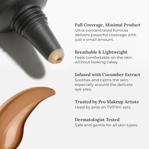 AmazingCosmetics Full Coverage Concealer Light Beige - Long Wear Skin-Correcting Makeup for Undereye & Blemishes