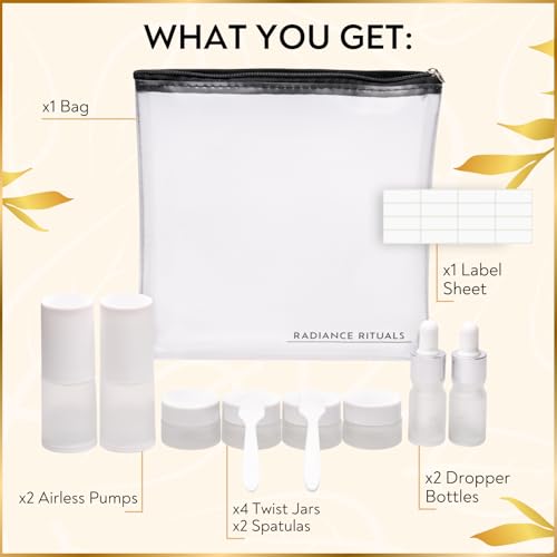 Travel Skincare Containers Set with TSA Approved Toiletry Bag & Leakproof Bottles